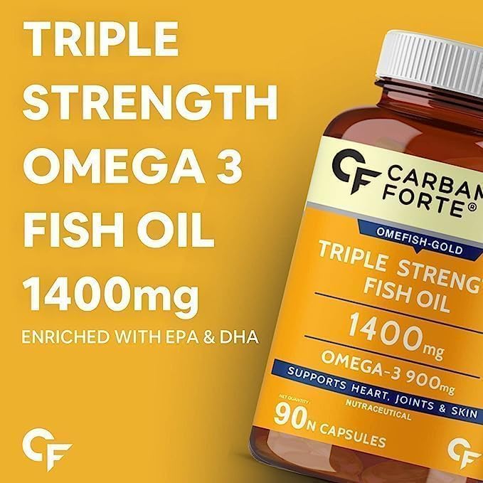 Generic Triple Strength Fish Oil 1400mg with Omega 3 900mg - 90 Softgel Capsules for Men &amp Women