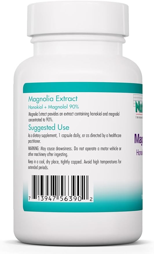 Allergy Research Group Nutricology Magnolia Extract Supplement - Stress &amp Sleep Support Magnolia Bark Honokiol Magnolol Cortisol Manager Vegetarian Capsules - 120 Count