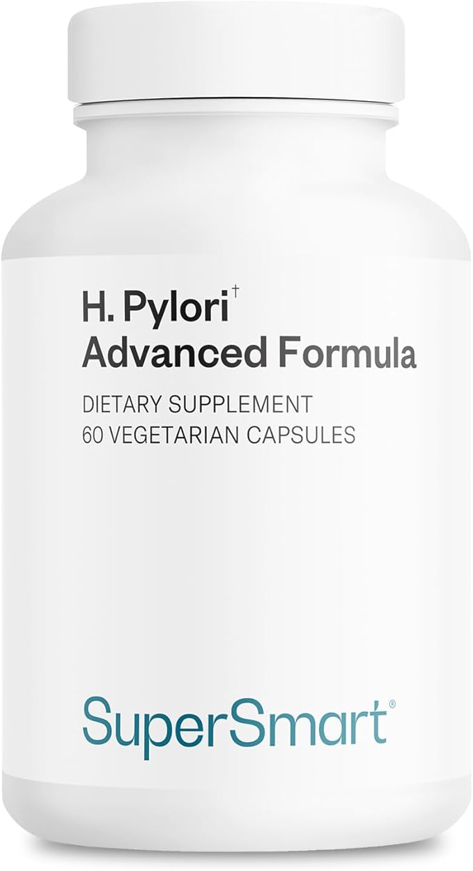 Supersmart H. Pylori Advanced Formula (Mastic Gum Probiotics &amp Prebiotic) - Complete Action | Made in USA | Non-GMO &amp Gluten Free - 60 Vegetarian Capsules