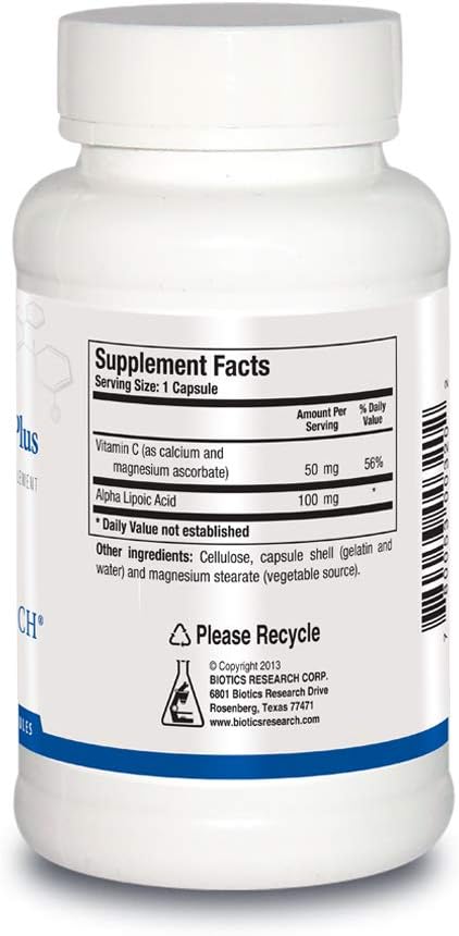 Biotics Research Lipoic Acid Plus– Alpha-Lipoic Acid Vitamin C Powerful Antioxidant Promotes Eye Health 90 Capsules