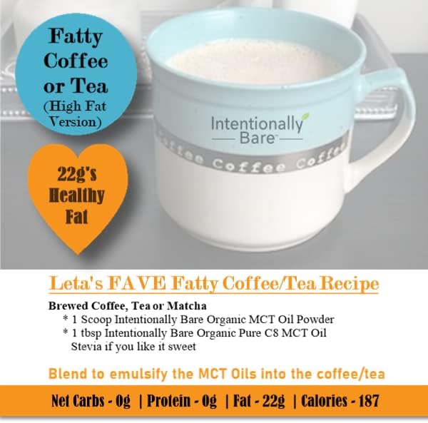Intentionally Bare MCT Oil - Coconut Oil with 99.2% C8 and 0.8% C10 for Clean Energy Brain Health &amp Focus - MCT Oil C8 for Keto Paleo &amp Vegan Diet - Unflavored Coconut MCT for Coffee &amp S