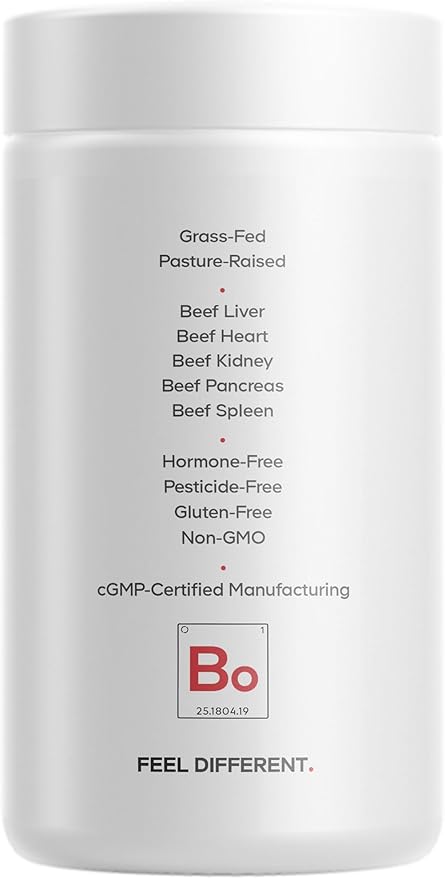 Codeage Grass Fed Beef Organs Supplement – Glandulars Supplements - Freeze Dried Non-Defatted Desiccated Liver Heart Kidney Pancreas &amp Spleen Bovine Pills – Beef Vitamins - Non-GMO -180 Capsu