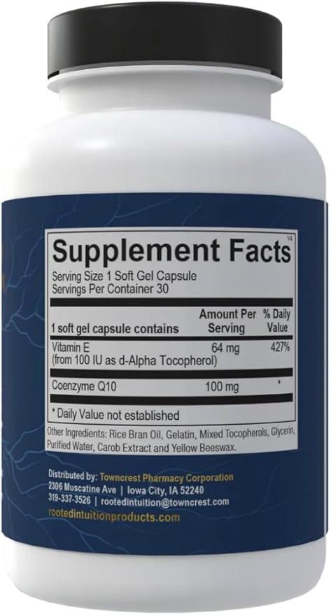 CoQ10 | Oil-Based High-Absorption Coenzyme Q10 with Vitamin E | Cellular Energy Heart &amp Brain Support | 100 mg | 30 Softgels