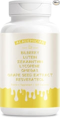 Omega 3 Fish Oil Supplements with Lutein Zeaxanthin Bilberry Vitamins Capsules Grape Seed Extract Supplement - 120 Count