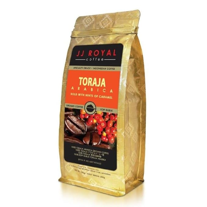 JJ Royal Coffee Toraja Arabica 200g Ground Coffee (Pack of 1)