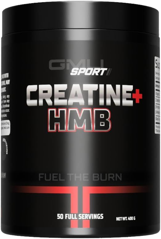 GMU SPORT Creatine HMB Powder – 45 Servings – 5g Creatine Monohydrate + 3g HMB + Piperine – Muscle Growth Strength &amp Recovery – Unflavored