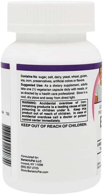 Easy Iron 25mg Capsules by BariatricPal - Highly Absorbable &amp Easy On Your Stomach! (180ct Bottle)