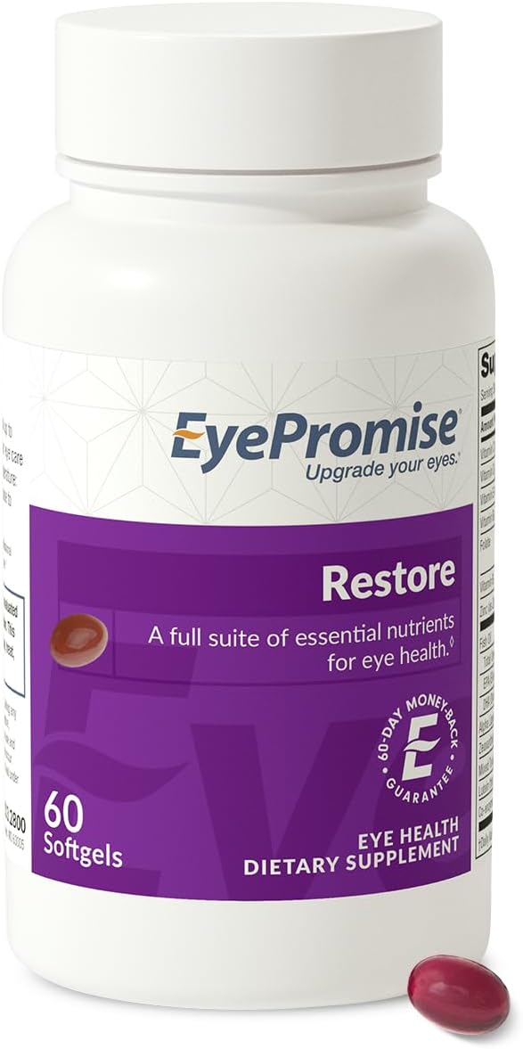 EyePromise Restore Eye Health Supplements - 60 Softgels 30-Day Supply - Omega 3 Supplement for Aging Eyes with Lutein and Zeaxanthin Fish Oil EPA DHA &amp Eye Vitamins and Nutrients