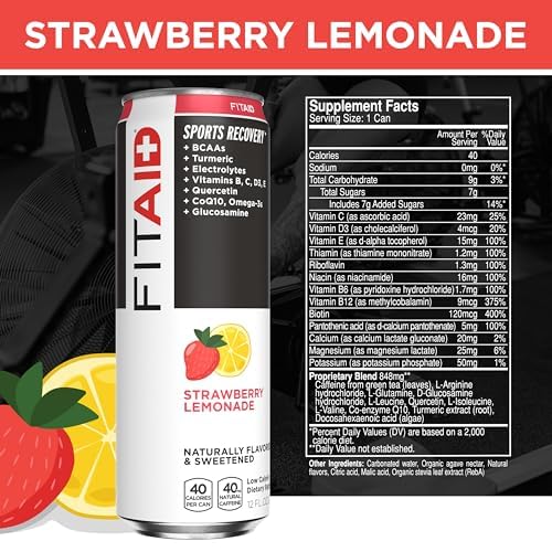 LIFEAID FITAID Workout Recovery Blend Variety Pack BCAA Glucosamine Full B Complex Electrolytes Omega-3s 100% Clean Vegan Naturally Sweetened &amp Flavored 12-oz. cans (Pack of 24) - Packaging May Va