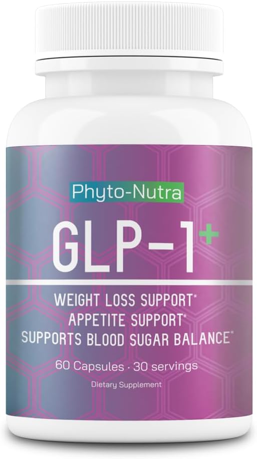 GLP-1 + (60 Capsules 1 Bottle) Vegan Natural Supplement Lab Tested Weight Loss Satisfy Hunger Non-GMO Gluten Free GLP 1 GLP1