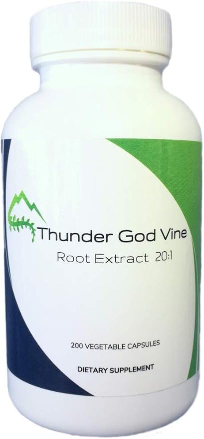 Thunder God Vine Root Extract | Tripterygium wilfordii | 20:1 Concentration | 200 x 100mg Vegan Capsules | Made in USA