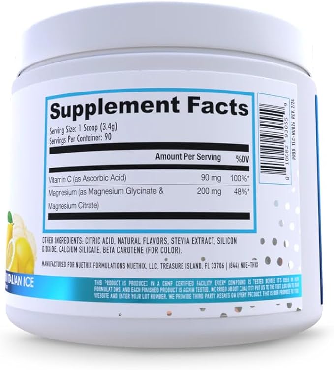 NuEthix Formulations Prosorb+ Magnesium Dietary Supplement 200mg Magnesium Blend to Support Physical &amp Mental Wellness Vitamin C Dairy-Free Gluten Free &amp Non-GMO Lemon Italian Ice 90 Se