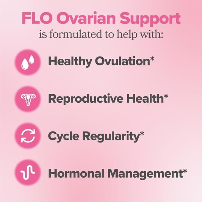 O Positiv FLO Ovarian Health Support – Hormone Balance for Women with DIM Myo &amp D-Chiro Inositol Folic Acid – Ovulation &amp Cycle Support – 30 Servings (Pack of 3)