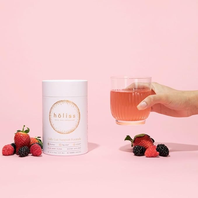 Daily Gut Health Powder 6-in-1 All Natural Supplement Slippery Elm L Glutamine Lemon Balm with PepZinGI - Bloat &amp Gas Relief GI Lining Repair IBS Support - Mixed Berry 30 Servings