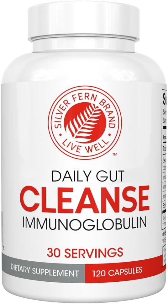 Silver Fern Cleanse - Daily Gut - 1 Bottle - 120 Capsules - 30 Day Supply - Immunoglobulin G A &amp M -(IgG IGA IgM) - Postbiotic