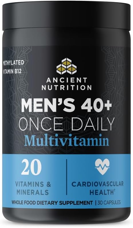 Ancient Nutrition Multivitamin for Men Multi Men's 40+ Once Daily Vitamin Supplement Magnesium Vitamin A Methylated B and K2 Supports Immune System  30 Ct