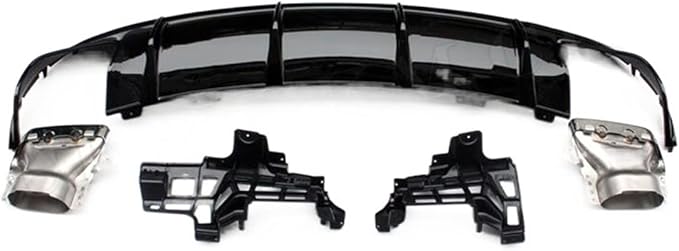 Compatible for CLA Class W117 CLA260 CLA45 AMG 2013-2018 PP Rear Bumper Lip Diffuser Spoiler with Exhaust Rear Lip Skid Plate(2016-2018 Silver)