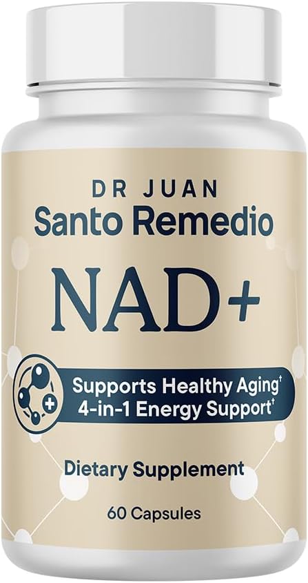 Santo Remedio NAD+ Supplement Helps Support Healthy Aging and Cellular Health 4 in 1 Energy Support Made with Vitamin B12 NAD+ Guarana and Spermidine 30 Servings