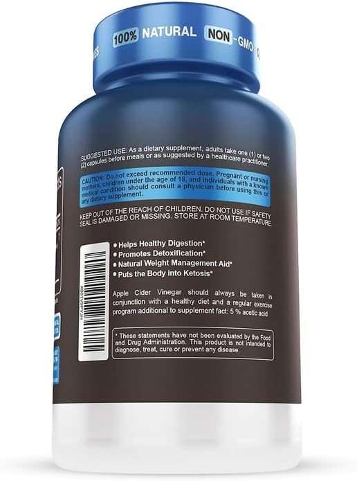 Herbtonics Apple Cider Vinegar + Keto BHB Capsules | GLP-1 Support for Appetite Cravings &amp Weight Management | Metabolism Support with Satiety Support | 240 Capsules - 4 Month Supply