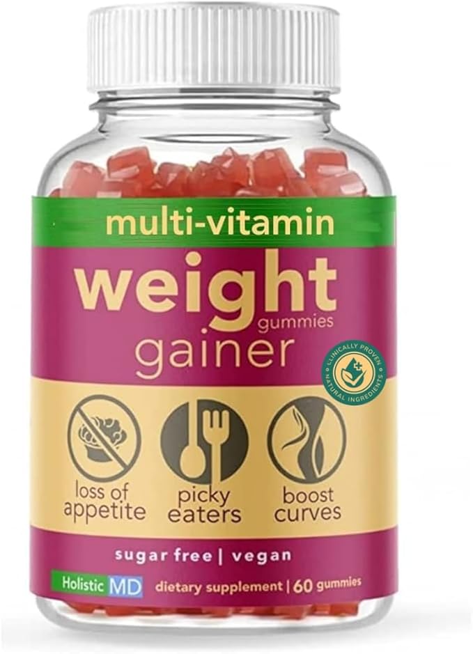 Gainer Gummies for Women &amp Kids | L-Lysine Gentian Root Vitamin B | Non-GMO Sugar Free Vegan | 60 Count