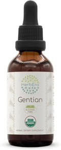 Gentian B60 Alcohol-Free Herbal Extract Tincture Concentrated Liquid Drops Natural USDA Organic Gentian (Gentiana Lutea) Dried Root (2 fl oz)