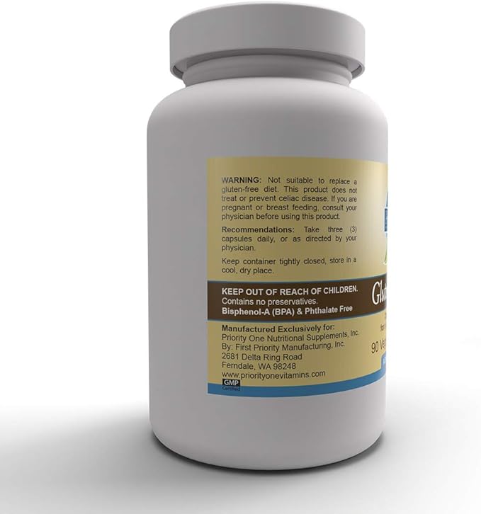 Priority One Vitamins Gluten Resolve 90 Vegetarian Capsules - Digestive Support for a Gluten Free Lifestyle.* Tolerase®G is scientifically Proven to Digest proline-Rich Gluten epitopes.*