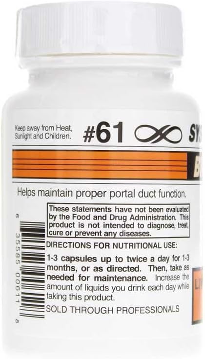 Systemic Formulas Lb – Liver/Gall Bladder 60 Capsules Bio Function #61. Liver + Gall Bladder Support Portal Duct Function Supplement. Contains Red Beet Root Powder.