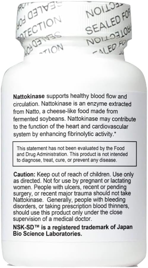 Nattokinase 2000 Units 60 Caps. Cardiovascular Superfood of Japan - Made in The USA with Japanese NSK-SD Nattokinase. The Original and Most Studied Nattokinase Brand. (1 Bottle of 60 Capsules)