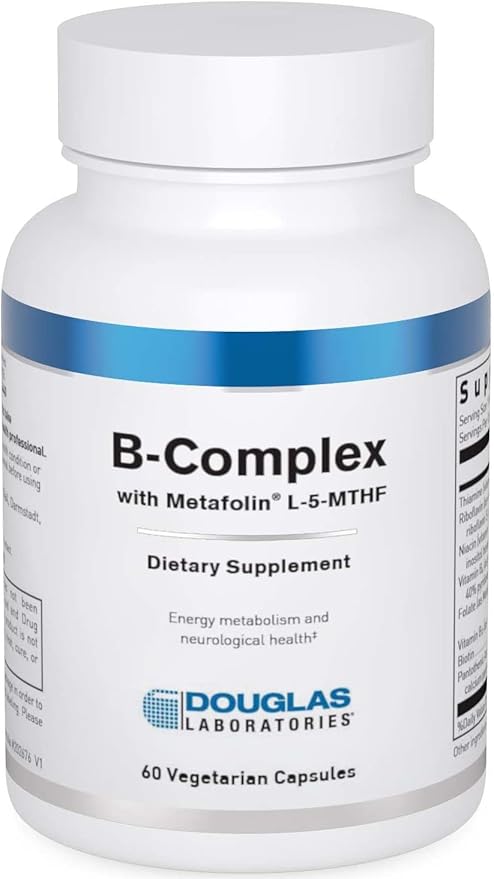 Douglas Laboratories B-Complex with Metafolin - Comprehensive B Vitamin Supplement - Energy &amp Brain Health Support* - With Folate Biotin &amp Thiamin - Non-GMO - 60 Vegetarian Capsules