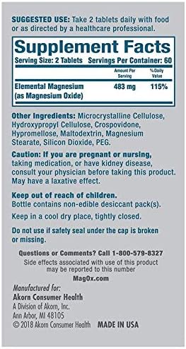 Mag-Ox 402 Mag-Ox 400 Magnesium Mineral Dietary Supplement Tablets 483 mg Magnesium Oxide-3 Count 3-Pack 3.0 Count