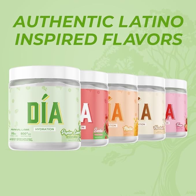 DIA Hydration Electrolyte + Immunity Powdered Drink Mix | Latino Aguas Frescas Flavors | Vitamin C Zinc &amp Taurine |Low Sugar 1 gram per serving |Daily Hydration Drink Mix | 40 Servings | Pepino Li