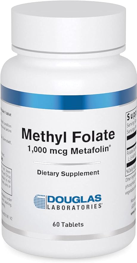 Douglas Laboratories Methyl Folate L-5-MTHF - 1000 mcg Metafolin - Vitamin B Folate - Supports Homocysteine Metabolism &amp Fetal Development* - Non-GMO - 60 Tablets