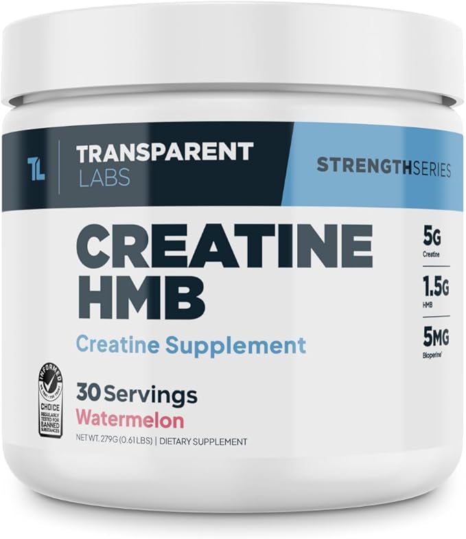 Transparent Labs Creatine HMB - Creatine Monohydrate Powder with HMB for Muscle Growth Increased Strength Enhanced Energy Output and Improved Athletic Performance - 30 Servings Watermelon