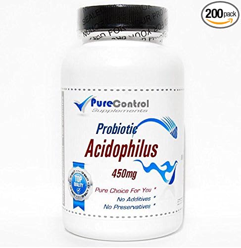 Probiotic Acidophilus 500 Million Live Active Cultures / 450mg (No Refrigeration Needed) // 200 Capsules // Pure // by PureControl Supplements