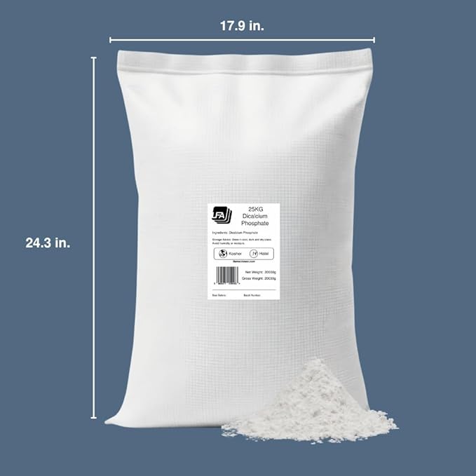 Dicalcium Phosphate Anhydrous DCP Powder - 25 kg (55 lb) - Food Anti-Caking Agent &amp Supplement Filler Excipient - Tablet &amp Capsule Flow Glidant