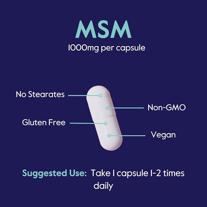 BESTVITE MSM 1000mg Made with OptiMSM (240 Capsules) - No Stearates - GMO Free - Gluten Free - Joint Support