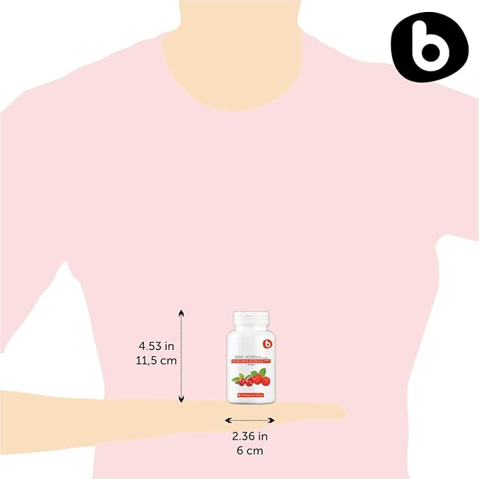 b Natural RoseHips &amp Acerola Capsules - Plant Based Vitamin C 1000mg from Acerola Cherry Powder &amp Rosehip Powder - Without Ascorbic Acid - Supports Immune Health - GMO Free - 90 Vegan Capsules