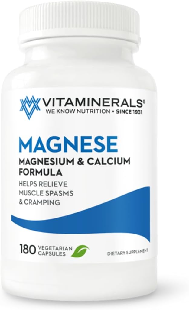 Vitaminerals 10 Magnese® Magnesium Calcium &amp Vitamin D3 Bone &amp Muscle Support 180 Veggie caps