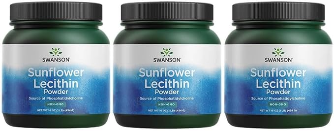 Swanson Sunflower Lecithin Brain Health Nervous System Support Non-GMO Soy-Free Vegetarian 16 oz (1lb) 454 gram Powder (3 Pack)