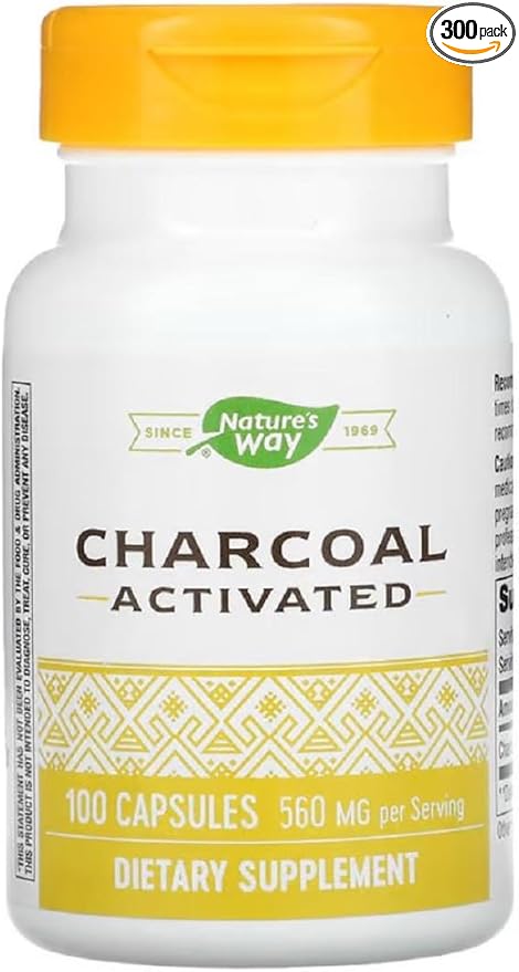 Natures Way Activated Charcoal Intestinal Cleanser Capsule 260 mg - 100 per pack - 3 packs per case.3