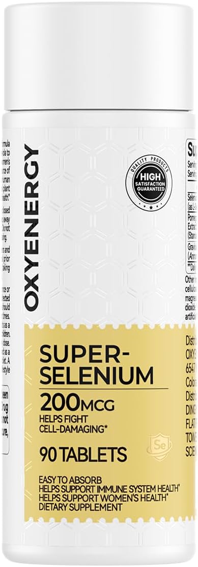 OxyEnergy Selenium (L-Selenomethionine) 200 mcgThree Month SupplyVeganYeast-FreeGluten Free Organic SeleniumHigh Absorption Supports AntioxidantImmune System &ampThyroid Health