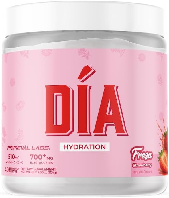 DIA Hydration Electrolyte + Immunity Powdered Drink Mix | Latino Aguas Frescas Flavors | Vitamin C Zinc &amp Taurine | Low Sugar 1 gram per serving | Daily Hydration Drink Mix | 40 Servings | Fresa