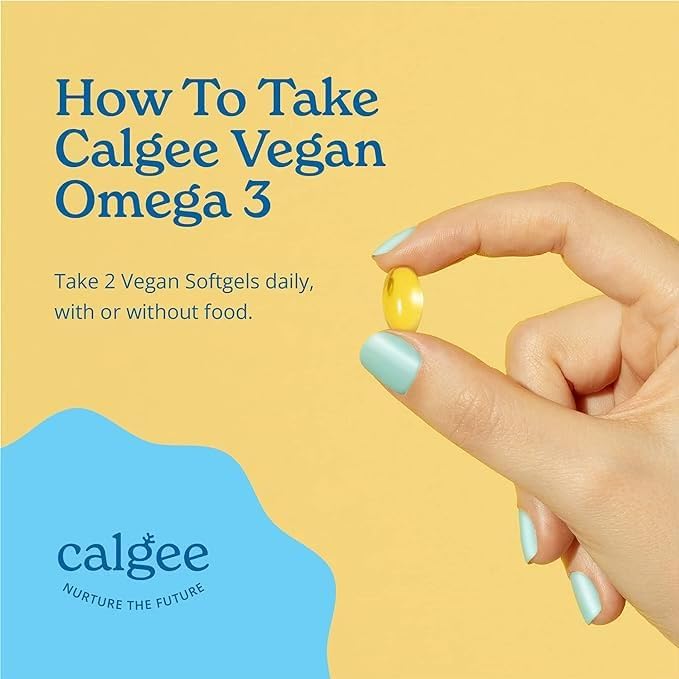Calgee Vegan Omega 3 Supplement 450mg DHA &amp EPA Fatty Acids from Algae Oil Plant-Based Fish Oil Alternative Carrageenan-Free Softgels Non-GMO 60 Count