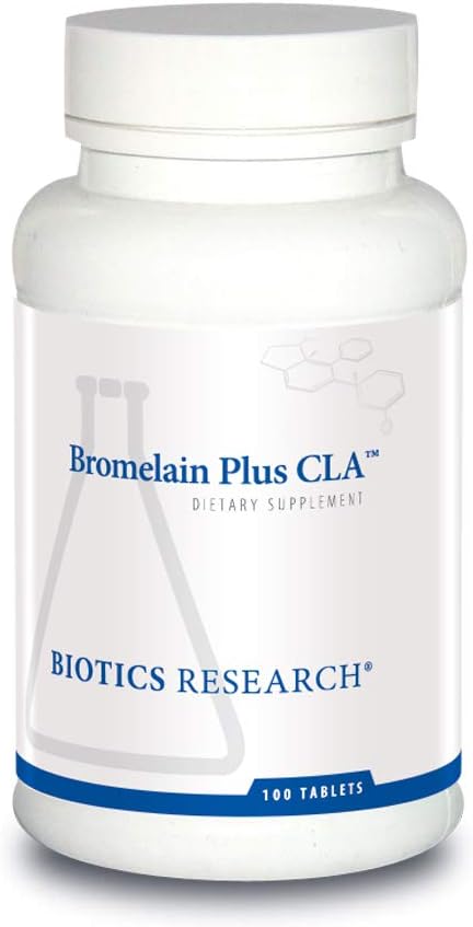 Biotics Research Bromelain Plus CLA Supplies Bromelain and Papain Provides Supplemental Enzyme Support Supports Muscular Comfort 100 Tablets