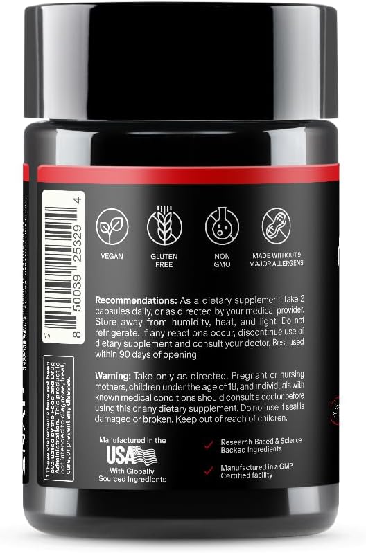 Snap Supplements Nitric Oxide Supplement with L-Arginine to Support Energy Quick Recovery Heart Health Muscle Growth &amp Circulation 60 Vegetarian Capsules (1 Month Supply)