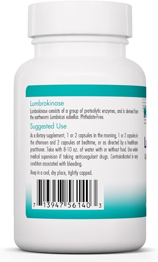 Nutricology Lumbrokinase Supplement - Circulatory System Support Supports Blood Circulation Already in The Normal Range - 60 Delayed Release Vegetarian Capsules