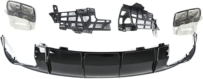 Compatible for CLA Class W117 CLA260 CLA45 AMG 2013-2018 PP Rear Bumper Lip Diffuser Spoiler with Exhaust Rear Lip Skid Plate(2013-2015 Black)