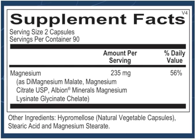 Tri-Magnesium Chelate - 3-Form Highly Absorbable Magnesium for Muscle Relaxation Energy &amp Heart Support | Gentle on Stomach | Non-GMO Gluten Free | 180 Capsules