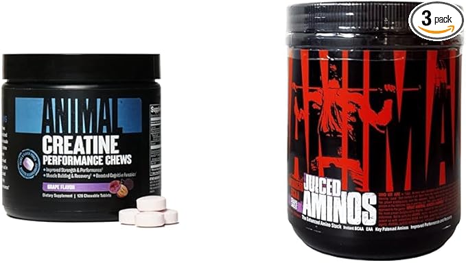 Animal Creatine Chews Tablets - Enhanced Creatine Monohydrate with AstraGin to Improve Absorption &amp Juiced Aminos - 6g BCAA/EAA Matrix Plus 4g Amino Acid Blend for Recovery and Improved Performanc