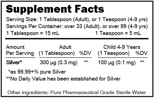 MediSILVER Clear True Free Ionic Colloidal Silver Dietary Supplement - 500 mL (16.9 Fl Oz) in Amber BPA-Free Plastic Bottle